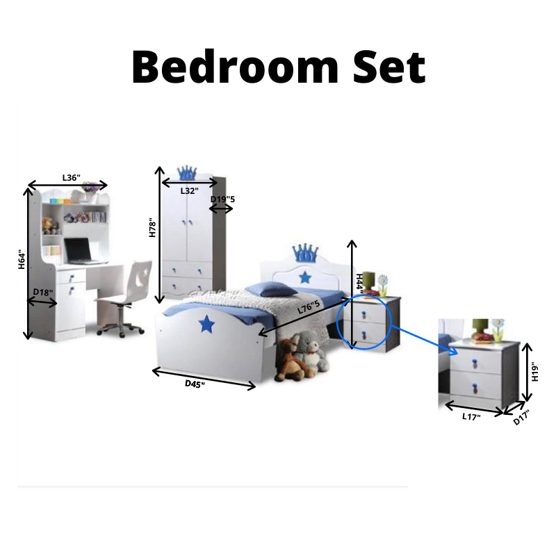 Blue Crown (S) Bedroom Set | Top Kids Bedroom Supplier | Grabit