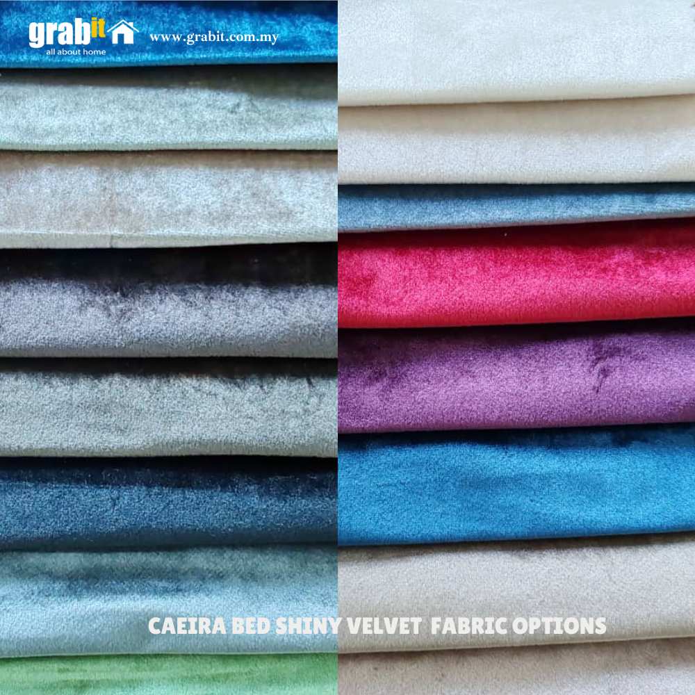 Caeira Bed Shiny Velvet Fabric Options | Grabit