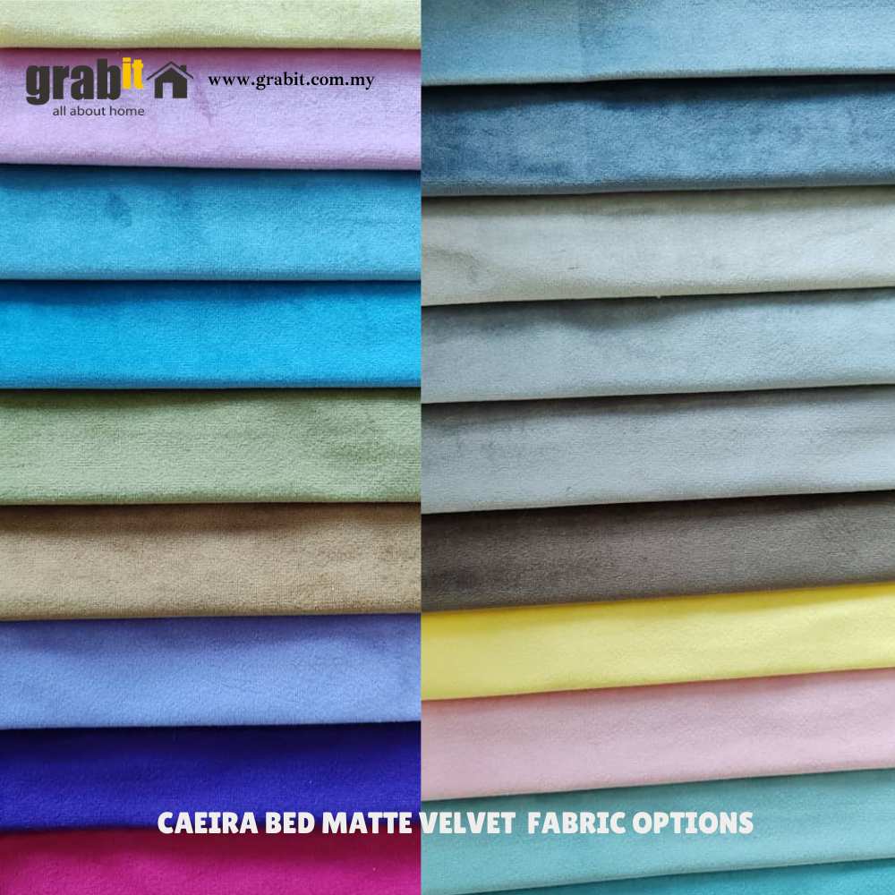Caeira Bed Matte Velvet Fabric Options | Grabit