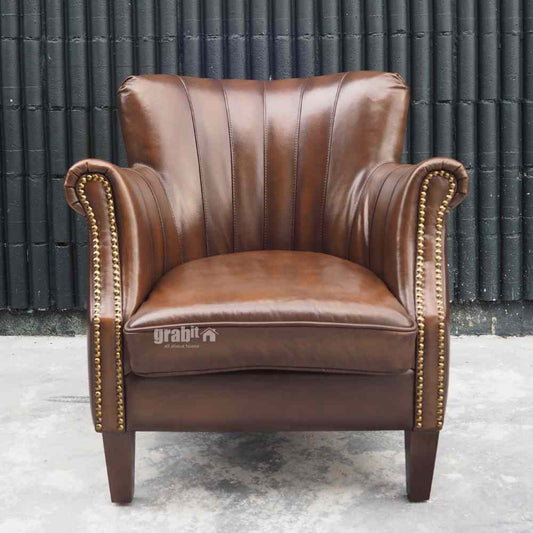 Alonzo Full Leather Armchair | Affordable Living Room Furniture Online Malaysia